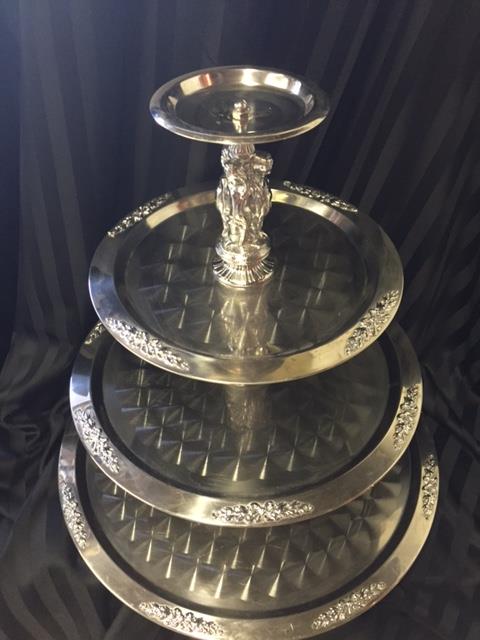 Rental store for TRAY, SILVER TRIM FIGURINE   4 TIER in Kingsport TN