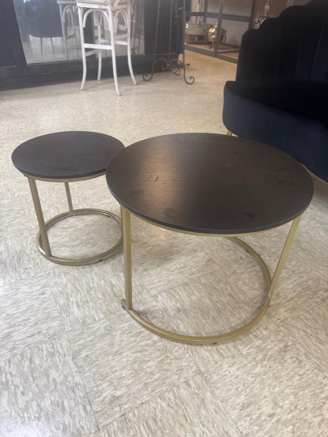 Rental store for BLACK ROUND TABLES W  GOLD LEGS SET OF 2 in Kingsport TN